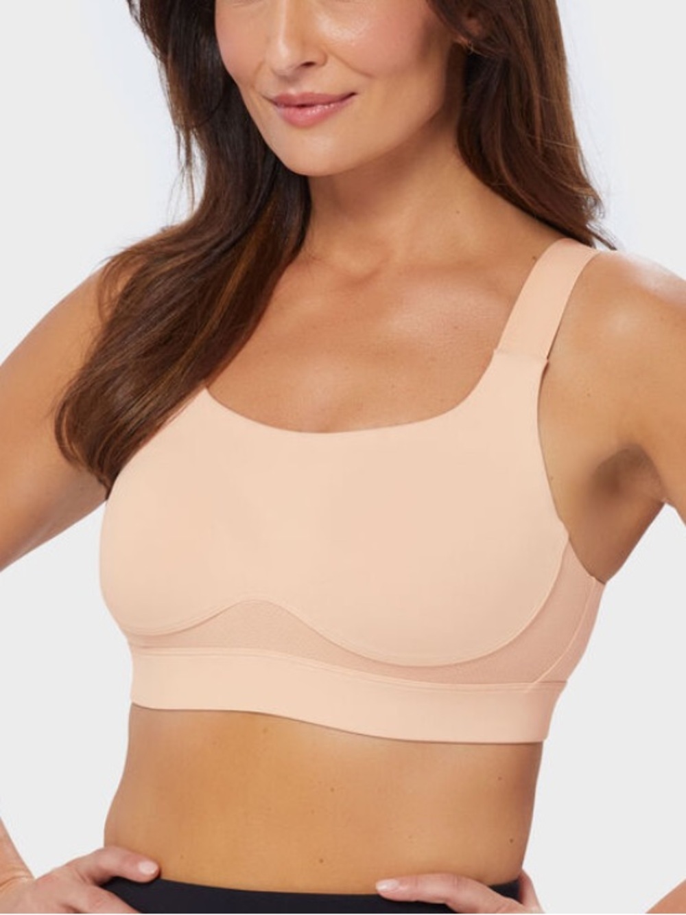 Duluth Trading Company Adjustabust High Impact Bra, toasted almond, size 10